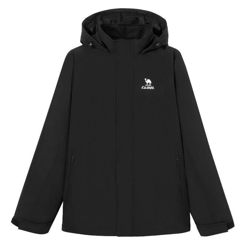 骆驼运动外套女防风防水加绒登山服软壳衣保暖抓绒三防跑步夹克男