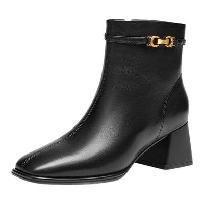 接吻猫粗跟侧拉链女靴KA65788-10