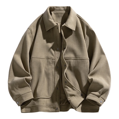 意大利男士条绒翻领春秋宽松夹克