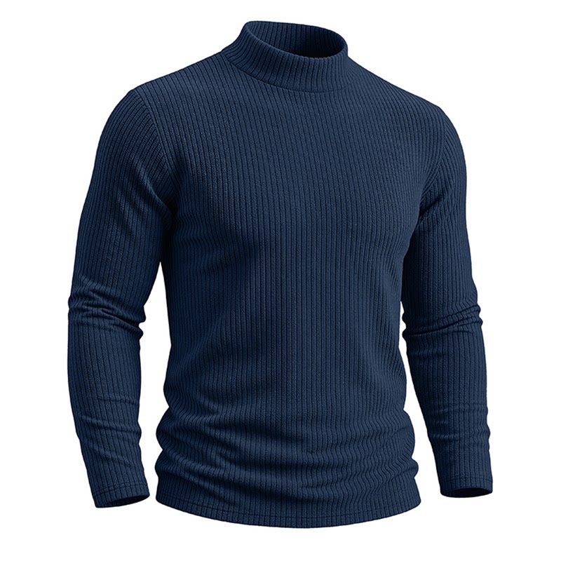 2026秋冬欧美男士立领毛衣半高领套头修身打底t恤上衣Men sweater