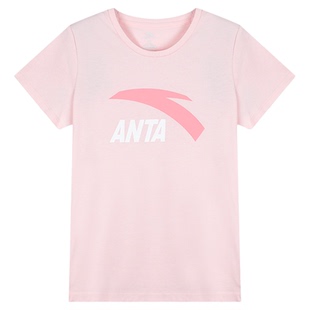 安踏短袖t恤女款夏季新款官方旗舰圆领透气修身显瘦半袖白色上衣