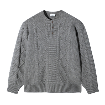 SANBAI叁佰肌理提花亨利领毛衣