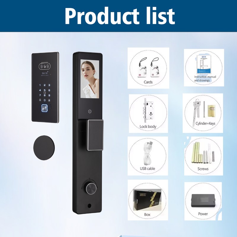 跨境嵌入式智能锁掌静脉涂鸦WiFi快连指纹密码锁别墅大门锁防盗门