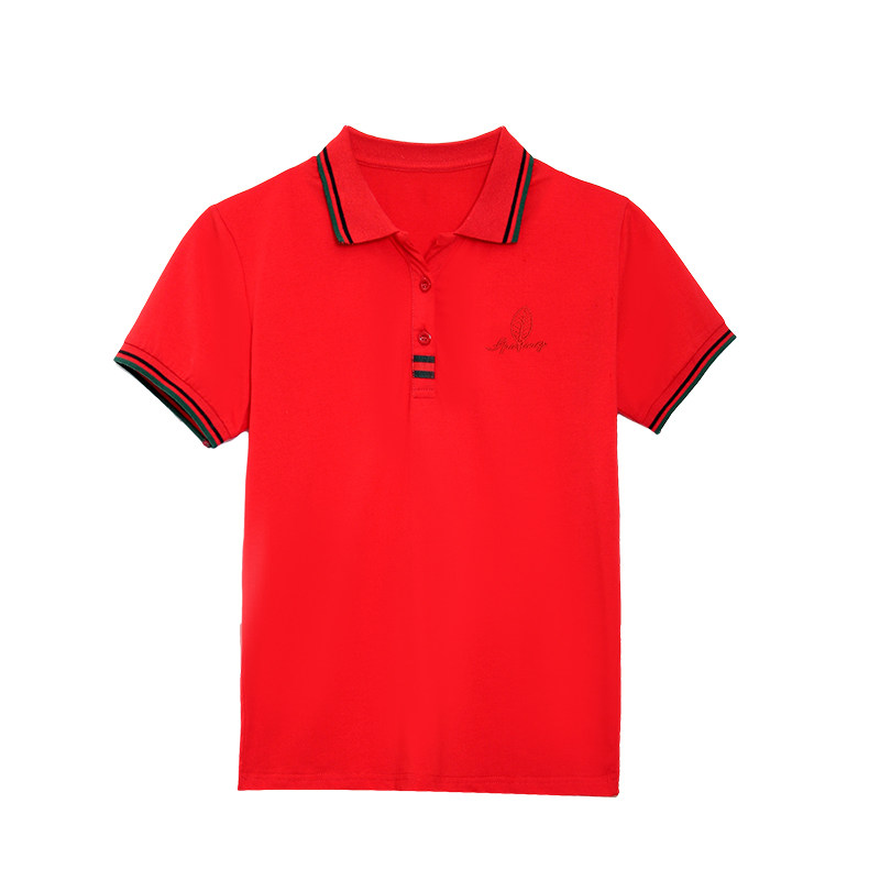 夏季短袖T恤翻领polo工衣带logo