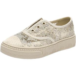 百丽女鞋子透气蕾丝渔夫鞋夏新款度厚底罗马风单鞋B2682BA5