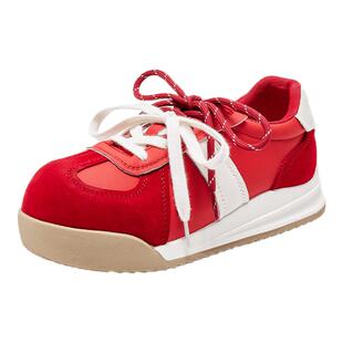 森马德训鞋女款2026新款超火内增高红色阿甘鞋厚底百搭运动休闲鞋