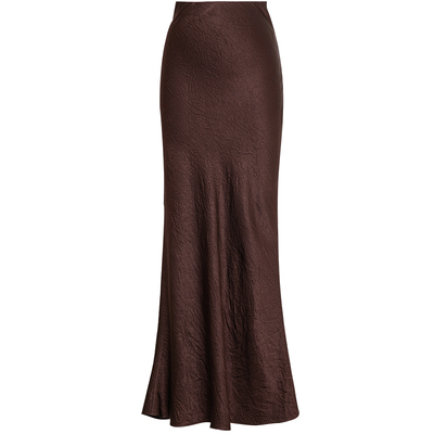 夏莫卡醋酸半裙斜裁褶皱鱼尾裙