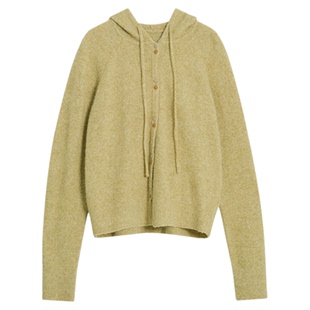 ltyp旅途原品【限量五折】羊驼毛连帽开衫针织外套百搭羊毛衫女春