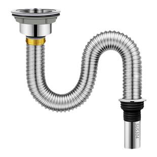 304不锈钢厨房洗菜盆下水管配件洗碗池水槽下水器防臭排水管套装