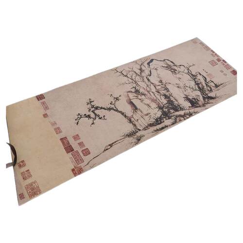 赵孟頫 秀石疏林图 复古字画真迹微喷仿古复制水墨国画装裱装饰画
