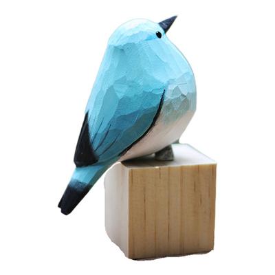 肥啾鸟木雕手工摆件生日礼物