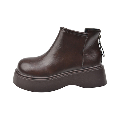 黑色松糕马丁靴女低帮小个子短靴