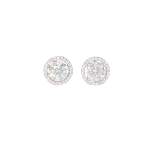 S925纯银莫桑钻耳钉一克拉群镶锆石 Moissanite Earrings男女嘻哈
