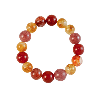 【破晓赤金】原创福气天然红胶花草莓晶黄塔晶水晶手串女款手饰