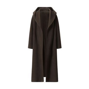 SINGLE MOMENT 25AW法式冬季复古羊毛连帽斗篷双面呢大衣长外套女
