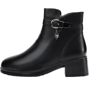 回力靴子女秋冬加绒妈妈鞋中老年皮靴保暖棉鞋雪地靴皮面短靴女款