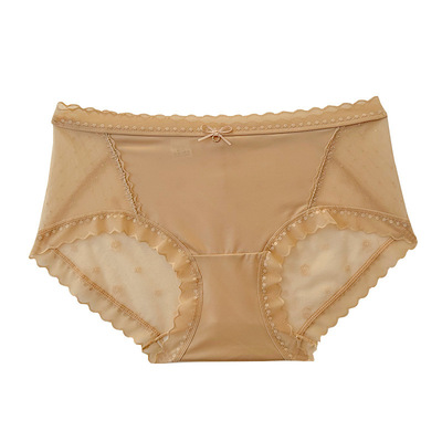 蕾丝冰丝无痕中腰收腹抗菌内裤