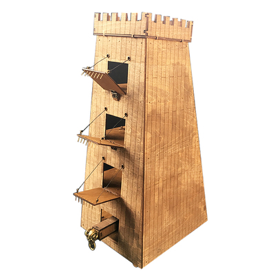 微模逗罗马攻城塔拼装模型摆件