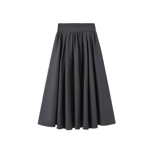 黑色西装半身裙女春夏秋季高腰显瘦a字百褶伞裙高级感大摆长裙子