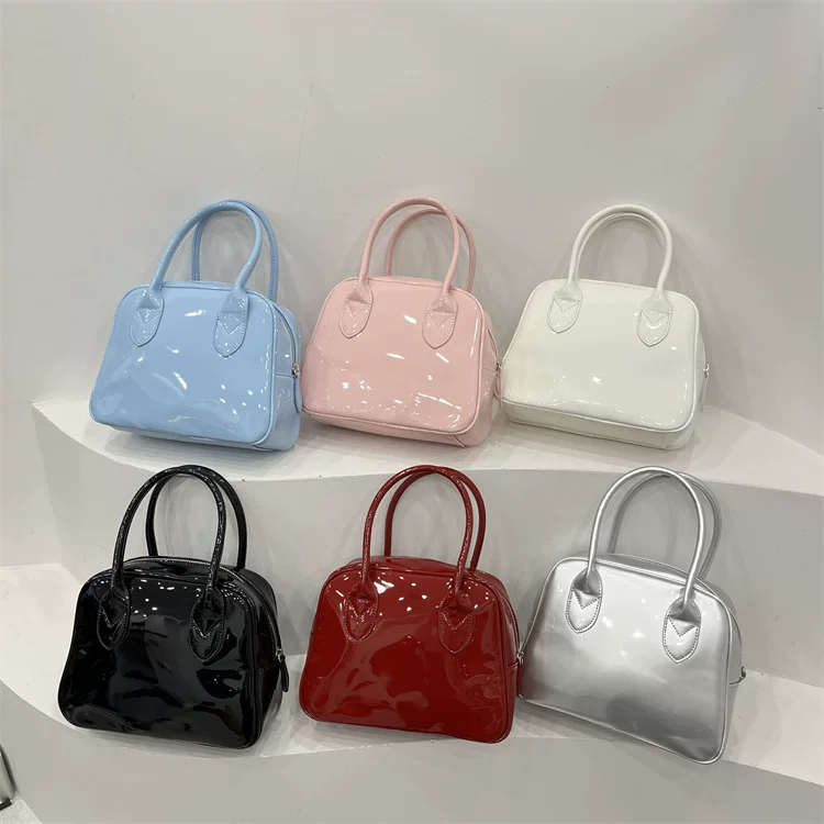 Summer polyurethane classic minimalistic shoulder bag, 2023