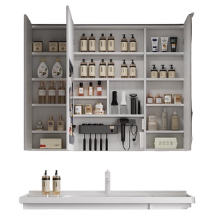 定制不锈钢镜柜卫生间挂墙式浴室单独智能化妆墙上镜子置物柜加高