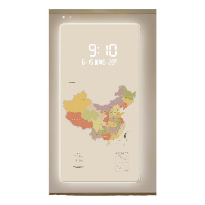 鐘表掛鐘客廳餐廳裝飾畫地圖電子鐘數(shù)顯2025年新款創(chuàng)意表掛墻時鐘
