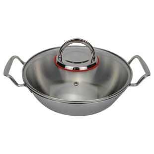 迷你1人加厚304不锈钢小炒锅家用干锅小火锅海鲜锅平底锅电磁炉用