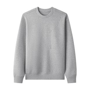 拇指白小T钢压印花卫衣男圆领秋季新款套头帽衫国潮休闲百搭外套