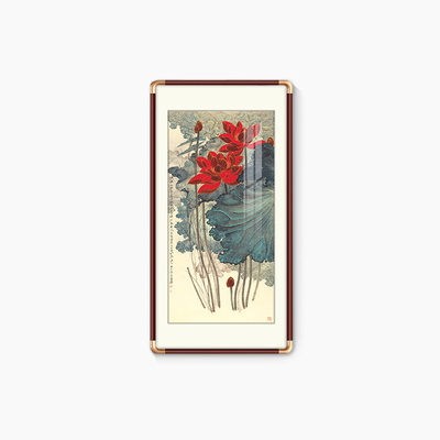玄关中式金线荷花图装饰画张大千