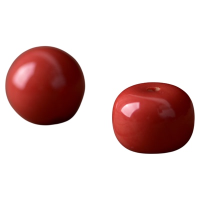 珊瑚圆珠桶珠红色七宝台湾宝石