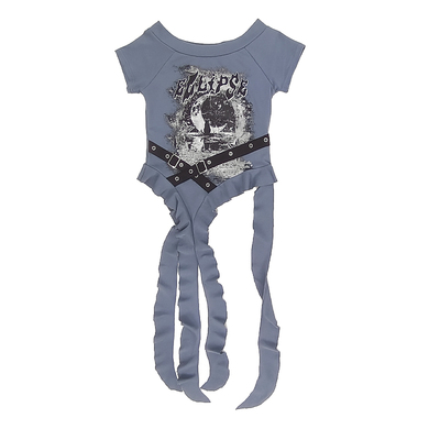 亚比女甜酷艺术不规则半身裙套装