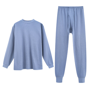 爱帝保暖内衣中厚纯棉打底圆领男女情侣秋衣秋裤全棉保暖套装新款