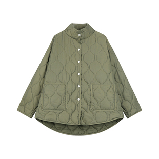 吴童童 立领长袖加厚保暖棉服外套女秋冬韩系设计感宽松棉袄上衣