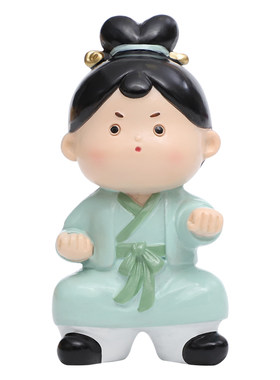 八段锦摆件可爱女孩桌面装饰