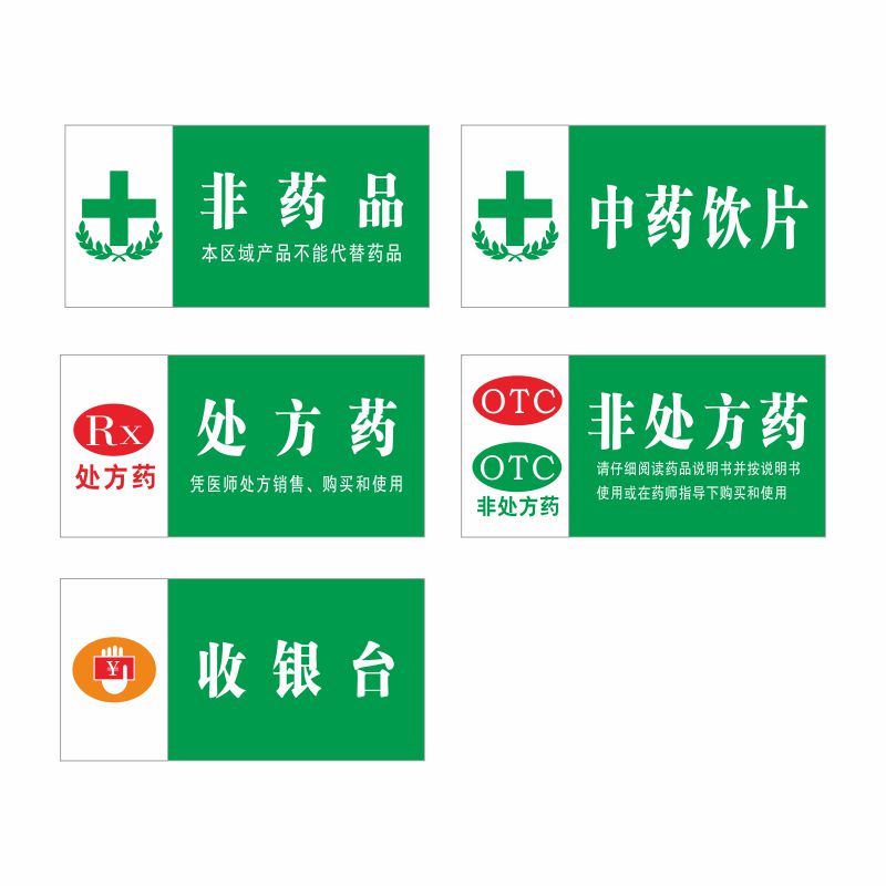 药店分类标识牌医院柜台认证