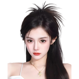 鸡毛抓夹鸡窝头丸子头甜酷喷泉高马尾辣妹半扎鸡毛毽子头假发发包