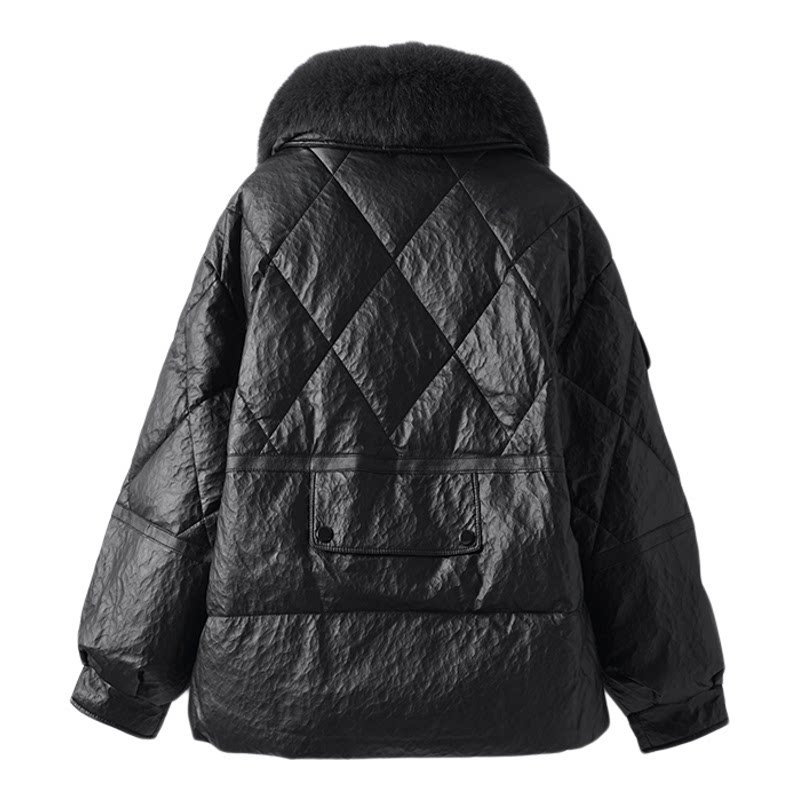 皮衣羽绒服常规狐狸毛领韩版宽松