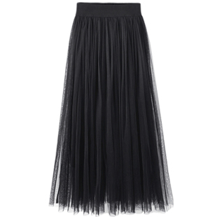 百褶裙女秋冬新款网纱半身裙中长款高腰a字裙大码胖mm200斤纱裙