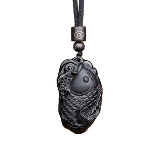 普陀山黑曜石鲤鱼跃龙门吊坠文昌鱼金榜题名锦鲤学生挂件饰品礼物