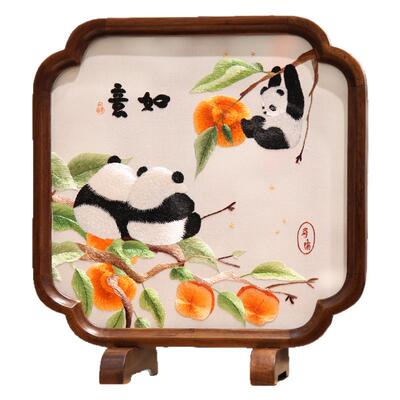 非遗蜀绣双面绣摆件手工刺绣熊猫