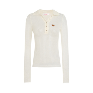 Liilou clean fit 超细马海毛 45%绵羊毛Polo领修身针织上衣