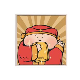 大美术馆 你好哇财神爷装饰画卧室客厅玄关背景墙挂画生日礼物女