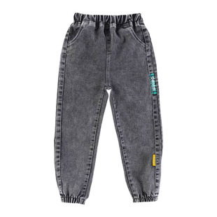 男童裤子秋冬季加绒牛仔裤中大童儿童高腰长裤一体绒弹力牛仔裤洋