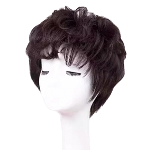 假发女短发妈妈气质真发发套时尚中老年短卷发蓬松真人发丝假发套