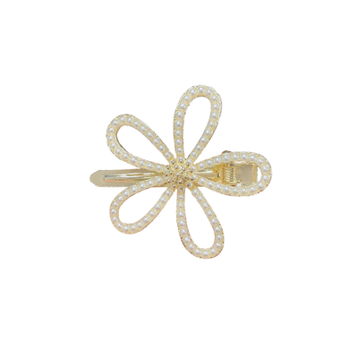 妃晟鸭嘴夹合金韩版珍珠花朵发夹