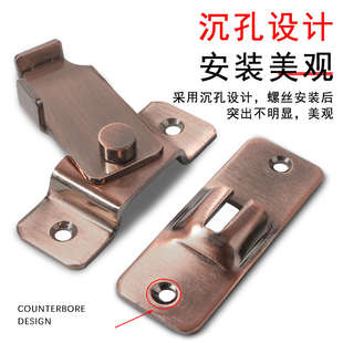 304不锈钢搭扣90度直角门扣大号精铸门锁木门防盗门插销左移门锁m