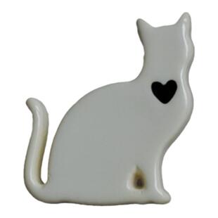 16mm高一颗价英国Textile Garden爱心领结优雅白色侧坐猫咪纽扣