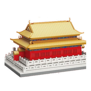 魔域天安门积木天坛角楼太和殿古建筑拼装模型拼图儿童玩具花束男