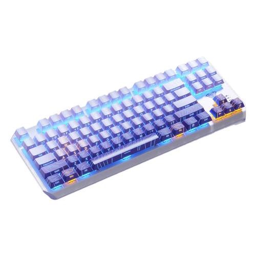 狼蛛F 87键有线机械键盘F3087侧刻等高线电竞游戏办公电脑专用