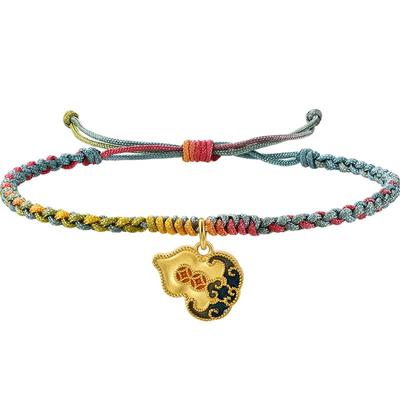 圣诞周生生足金文化祝福黄金珐琅福禄葫芦编织手绳手链92605B定价